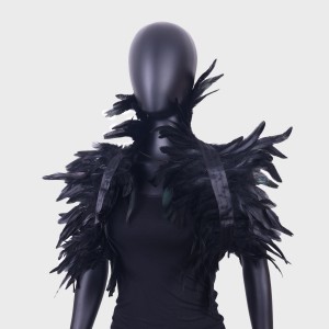 Natural Feather Shrugs Shawl For Women Cosplay Black Halloween Luxury Feather Shoulder Wraps Sexy Punk Gothic Feather Scarves