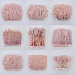 Leather Pink Pheasant Feathers Trim Boa Turkey Goose Ostrich Feather Fringe Goose Marabou Crafts Dress Clothing Plumes