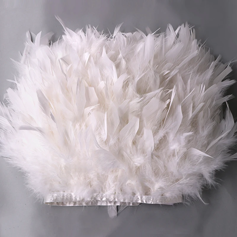 Natural Turkey Feathers Trims Fringe Height 10-15cm Wedding Clothing Dress Decoration DIY Feather Ribbon Sewing Crafts