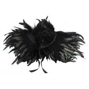 Natural Feather Shrugs Shawl For Women Cosplay Black Halloween Luxury Feather Shoulder Wraps Sexy Punk Gothic Feather Scarves